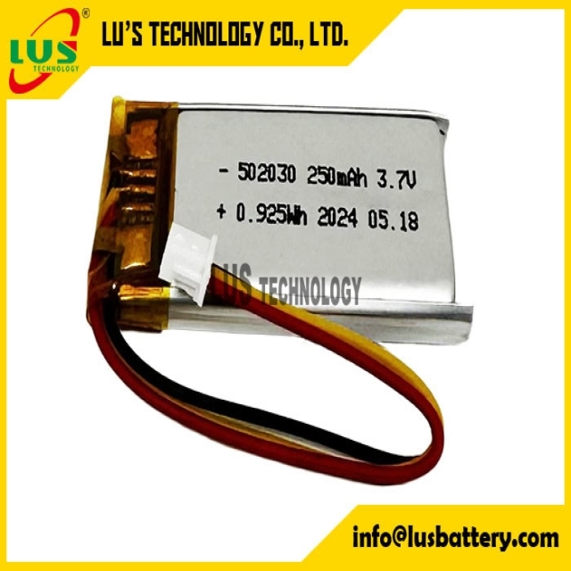 3.7v rechargeable battery LP502030 Li Polymer Battery LP502030 3.7V 250mAh