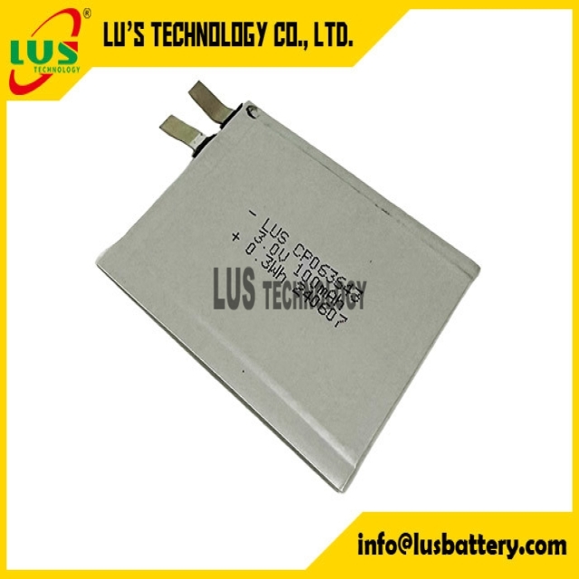 prismatic battery 3.0 volt 100mah flexible ultra thin cell battery CP063643 Cusotmized