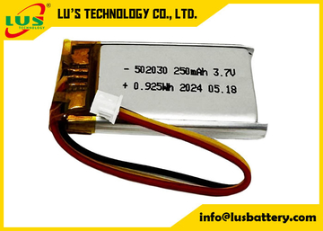 3.7v rechargeable battery 502030 Li Polymer Battery LP502030 3.7V 250mAh thin rechargeable cell with 3P connector