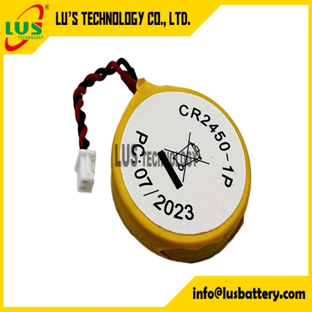 Hi-Capacity Equivalent Of IEC CR2450 CMOS Battery CR 2450 BIOS Button Cell With Cable And Connector For PCB