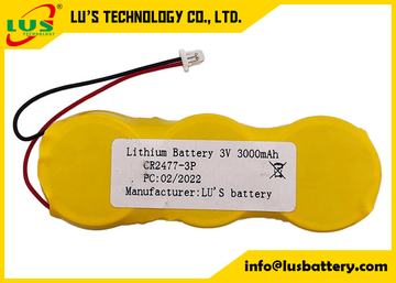 3v 3000mah Button Cell Battery Pack CR2477 3p In Parallel With Wires Connectors